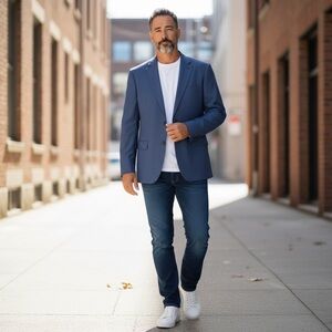 OAK HILL Men’s 52 REGULAR Blue Sport Coat Blazer